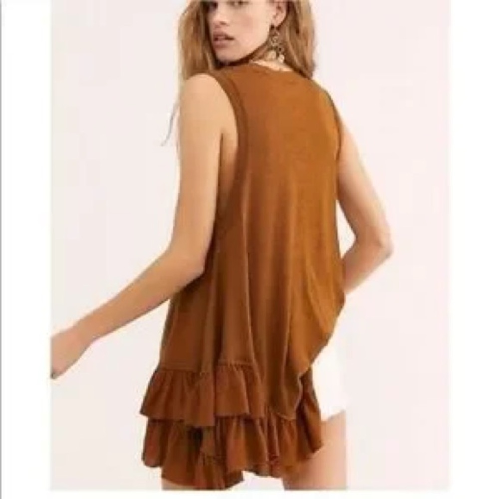 We The Free Sleeveless Ruffle Tank - Brown